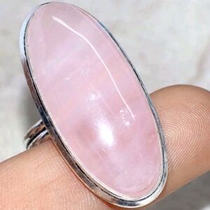 Rose Quartz Gemstone 925 Sterling Silver Handmade Ring